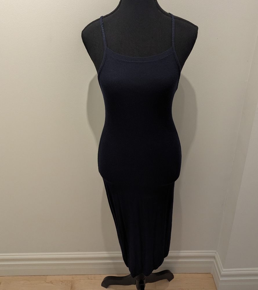 American Eagle - Navy Blue Ribbed Stretch Midi Dress